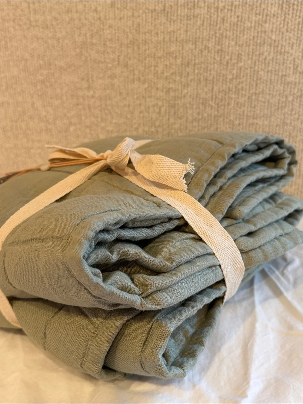 Quince European Linen Box Quilted Sham Set Standard Willowleaf